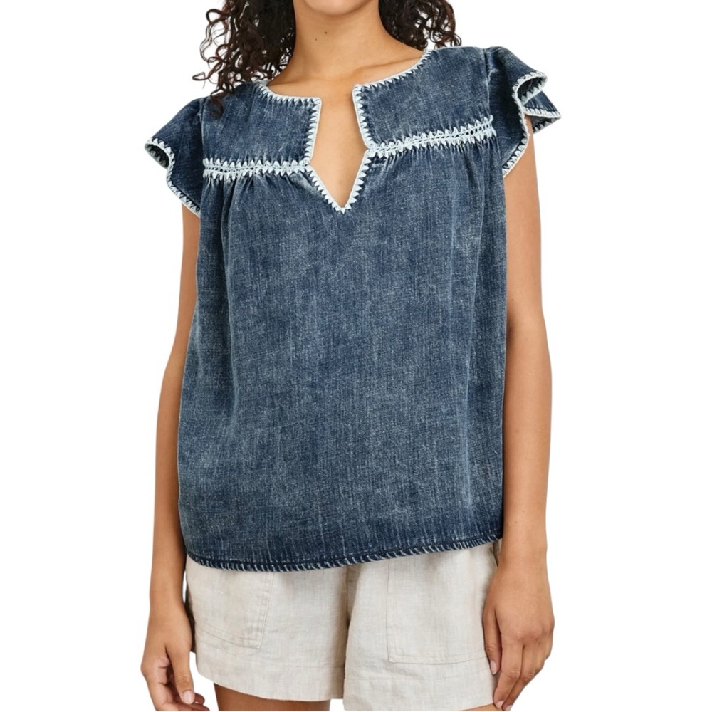 Rails Tafia Denim Stitched Top